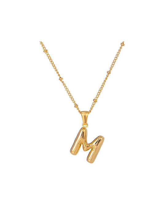 Bubble Monogram Gold-Plated Steel M