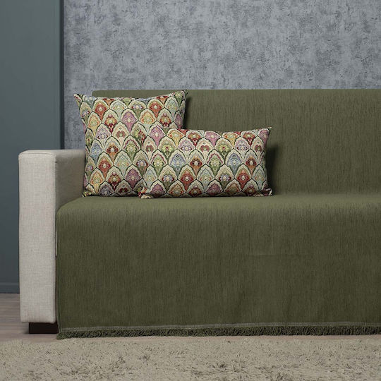 Cotone Solo Three-Seater Sofa Throw Chenille 170x300cm Green