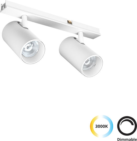 Viokef Track Διπλό LED Θερμό Λευκό Σποτ σε Λευκό Χρώμα