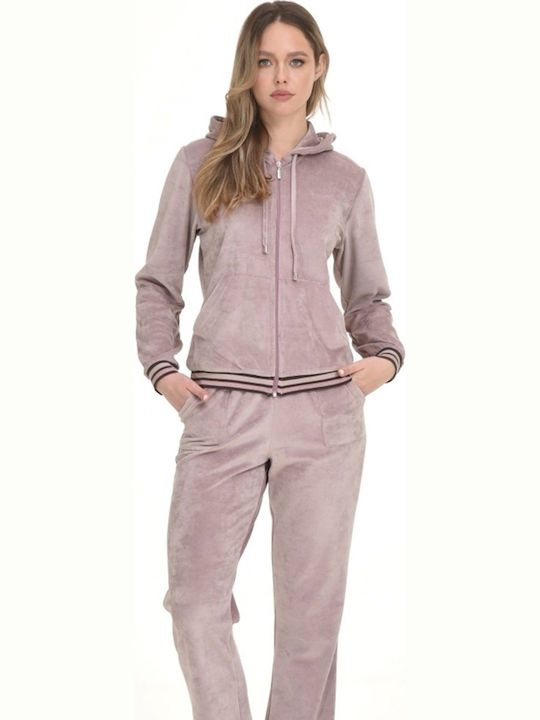 Primavera Winter Samt Damen Pyjama-Hose Lila