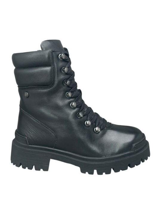 Leder Damen Knöchelstiefel Schwarz