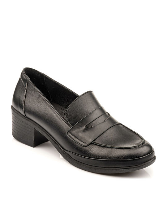 Δερμάτινα Γυναικεία Loafers σε Μαύρο Χρώμα