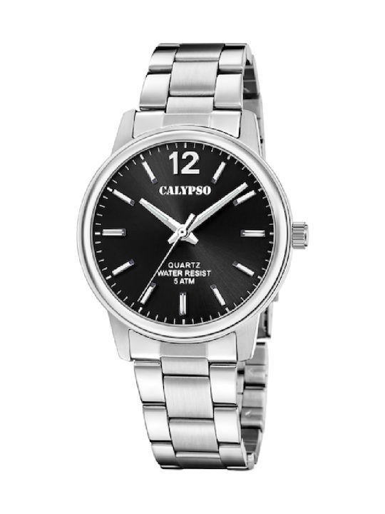 Calypso Herrenuhr Batterie mit Silber Metallarm...