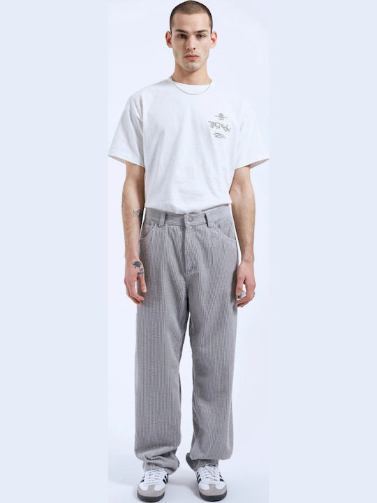 Men's Jeans Pants with Loose Straight Fit Light Gray