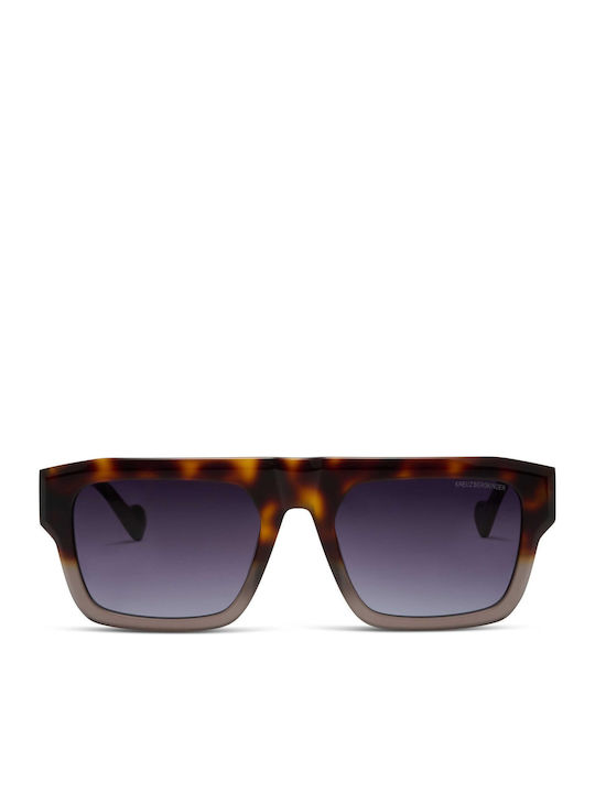 Boulevardier Unisex Sunglasses with Brown Tartaruga Horn-Rimmed Frame and Grey Gradient Lenses