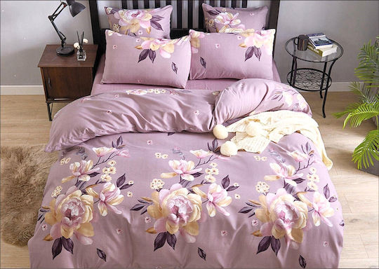 Woman's Fashion Duvet Cover Set Queen with 2 Pillowcases 220x240 Pink