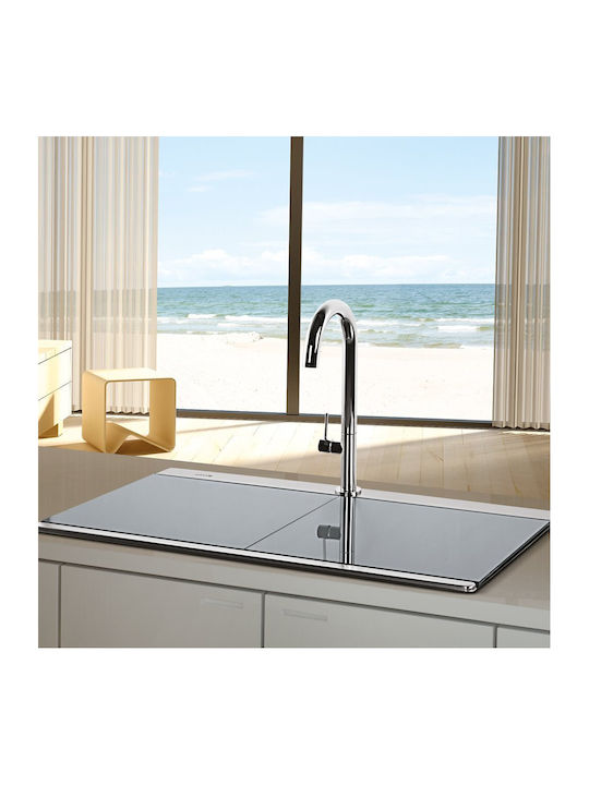 Apell Drop-In Sink Inox Satin with Faucet W89.7xD51cm Silver