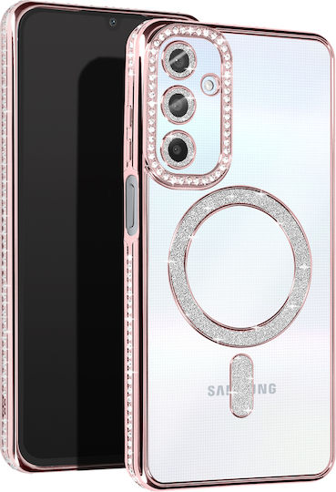 Avizar Diamond Case Samsung Galaxy A25 Magsafe Around Strass Rose Gold