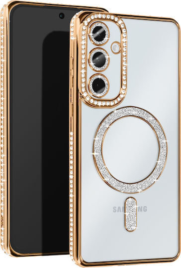 Avizar Diamond Case Samsung Galaxy A35 Magsafe Around Strass Gold