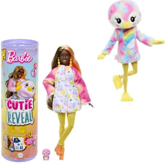 Barbie Cutie Reveal – Кукла Цветен Пингвин с 10 Изненади 40 Хърк