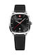 Vintage Men's Watch Battery with Black Leather Strap