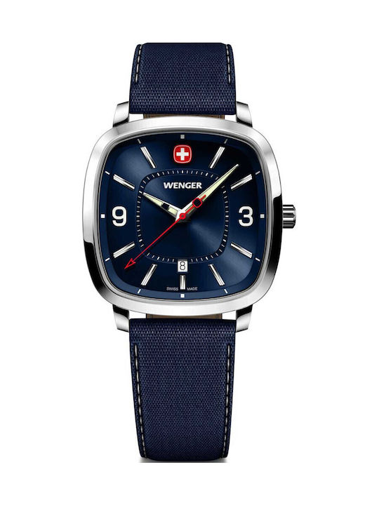 Wenger Vintage Ανδρικό Ρολόι Μπαταρίας με Μπλε ...