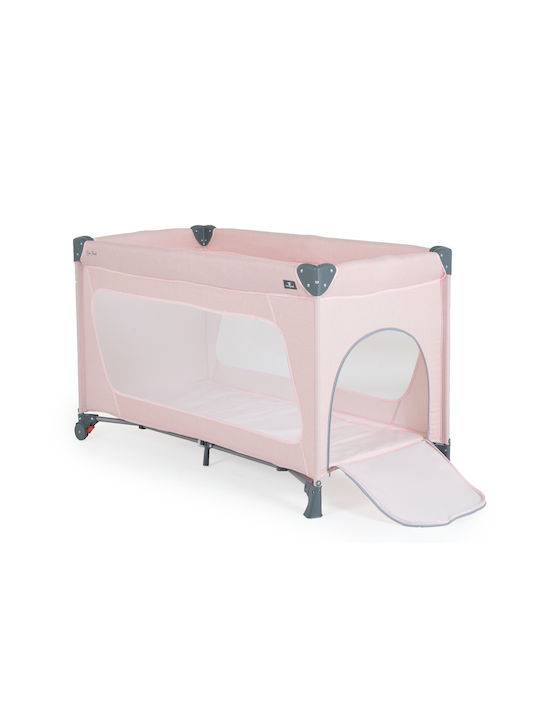 Cangaroo One Touch Παρκοκρέβατο με Στρώμα Ροζ 120x60cm
