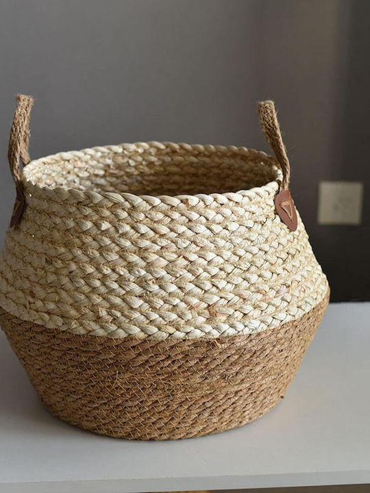 Wicker Basket Planter with Handles 21cm