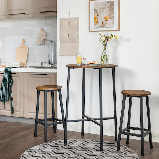 Stool Bar Metallic Brown With Black 2pcs 32x32x65cm