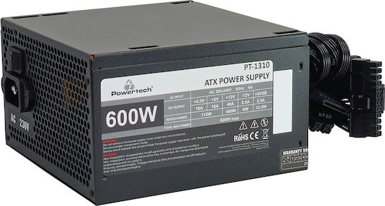 Powertech 600W Schwarz Computer-Netzteil Voll verkabelt (PT-1310)