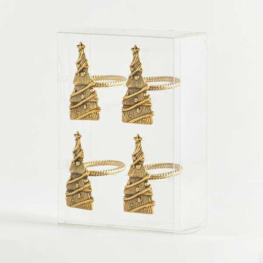 Eurolamp Set Weihnachtliche Serviettenringe Metallisch Gold L1xB10xD4cm. 4Stück