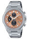 Casio Edifice Ανδρικό Ρολόι 49mm Χρονογράφος Solar με Ασημί Μεταλλικό Μπρασελέ