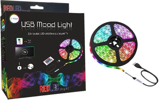 Redled Ταινία LED Τηλεόρασης USB 5V RGB Φως 3m Τύπου SMD5050 με Τροφοδοτικό