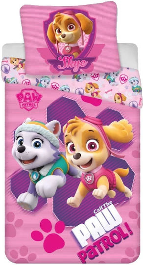 Set Kinderbettbezug Einzel mit Kissenbezug Baumwolle Rosa 140x200cm