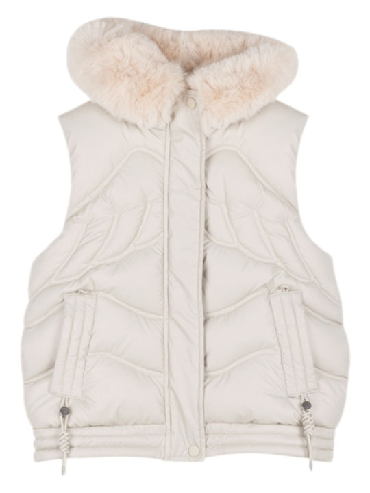 Kids' Casual Jacket Sleeveless with Hood Beige