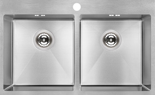 Laveo Marmara Sam_020t Ένθετος Νεροχύτης Inox Brushed Μ78xΠ48cm Ασημί