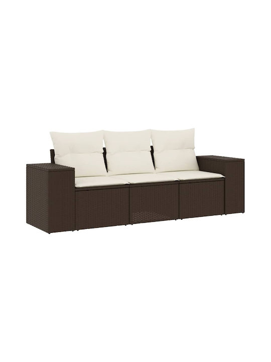 vidaXL Tree-Seater Outdoor Sofa Rattan with Cushions 55x55x69cm