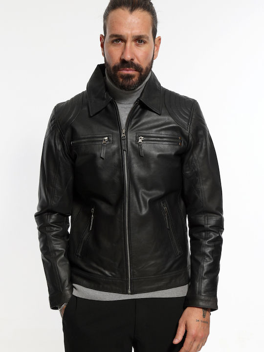 Newton Leather Jachetă de Piele Negru