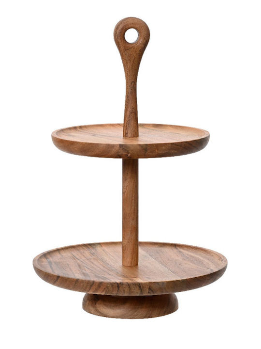 Kaemingk Ξύλινη Εταζέρα Καφέ Ø30xY45cm Π30xΜ30xΥ45cm