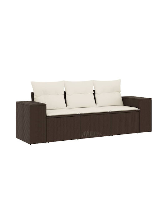 vidaXL Tree-Seater Outdoor Sofa Rattan with Cushions 55x55x69cm