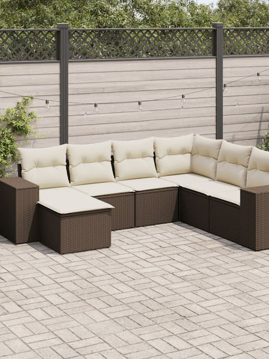 Corner Outdoor Sofa Rattan with Cushions 55x55x...