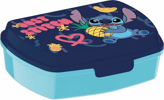 Disney Stitch Πλαστικό Παιδικό Δοχείο Φαγητού Μπλε 17 x 13.3 x 5.6εκ.