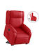 Sessel mit Fußhocker aus Kunstleder Red 77x95x99cm
