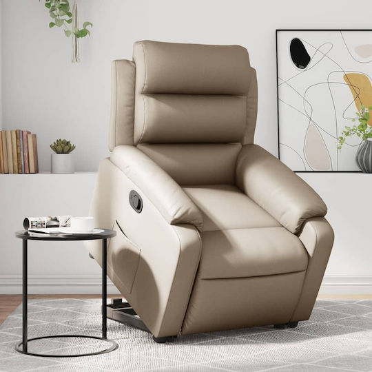 Relax Armchair with Footstool from Leatherette Cappuccino 75x92.5x100cm