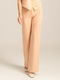 Romina Women's Fabric Trousers Regular Fit Salmon