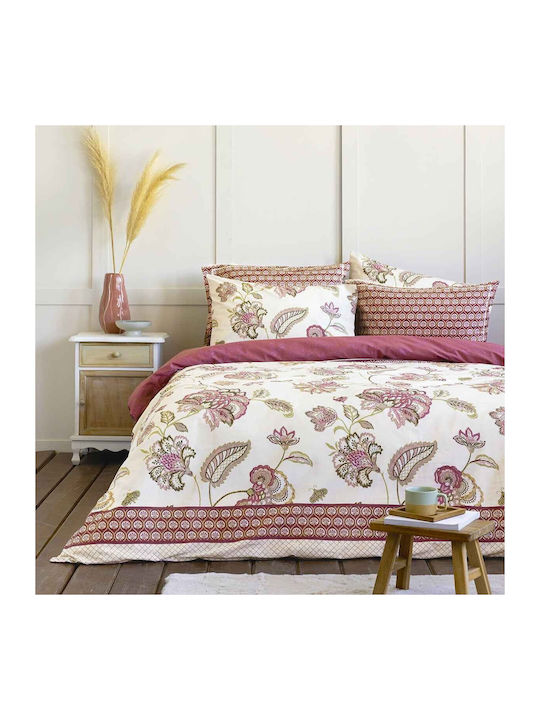 Nima Sheet Sets Queen 220x260cm. Carmen Bordeaux Beige Ecru 4pcs