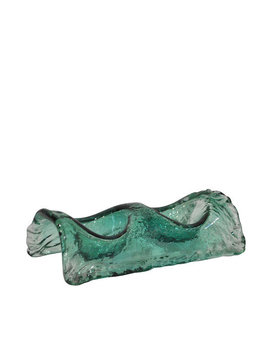 Glass Candle Holder Green 19.5x10x6cm Pol 5114033