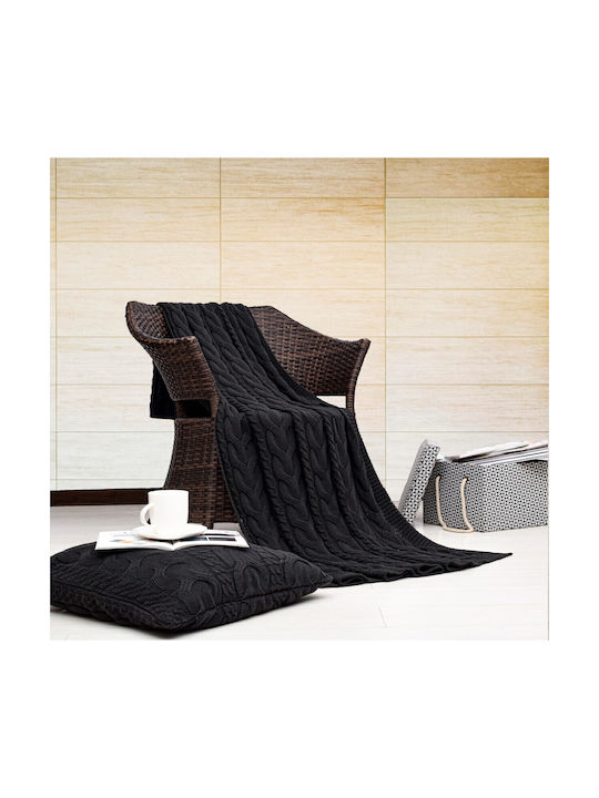 Liolios Home Μαξιλάρι Καναπέ Cable από 100% Βαμβάκι Charcoal 50x50εκ.