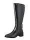 Leather Medium Heel Women's Boots Barre Black