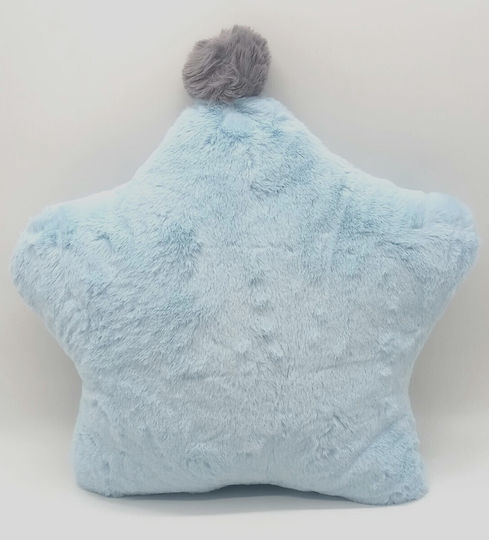 Natural Home Pernă Decorativă pentru Pătuț Stea Pom Pom Albastru deschis 42x42cm