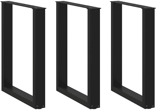 vidaXL Metallic Furniture Leg 3 Pieces Suitable for Table / Coffee Table / Office 70x72cm Black