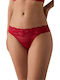 Women's String with Lace Red