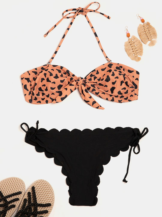 Strapless Bow Bikini Set Black