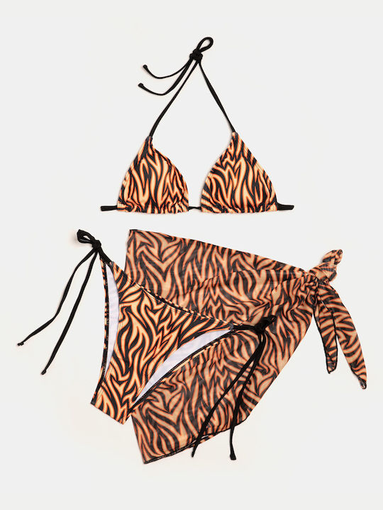 Orange Bikini Set with Pareo