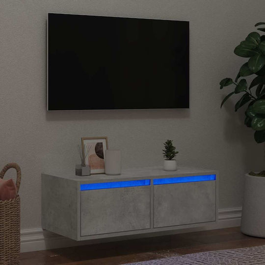 Телевизионни Мебели с LED Осветление Сив Цимент М75xД35.5xВ25см