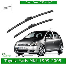 Carro Υαλοκαθαριστήρες Σετ Εμπρός Toyota Yaris Mk1 1999~2005 Set 53cm 35cm 21" & 14" 2 Τεμάχια Carro Υαλοκαθαριστήρες Σετ Εμπρός Toyota Yaris Mk1 1999~2005 Set 53cm 35cm 21" & 14" 2 Τεμάχια