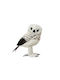 Decorative Fur Owl Looking Right White Black 11x8x16cm