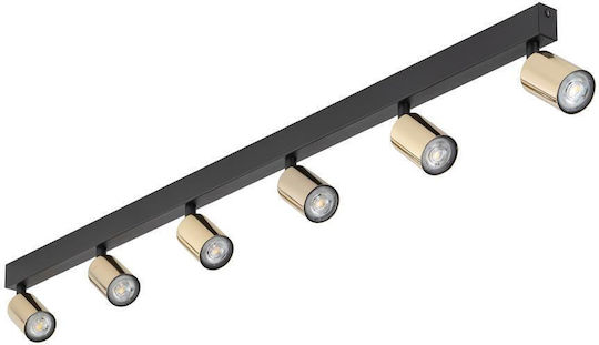 TK Lighting Σποτ με 6 Φώτα και με Ντουί GU10 σε Μαύρο Χρώμα