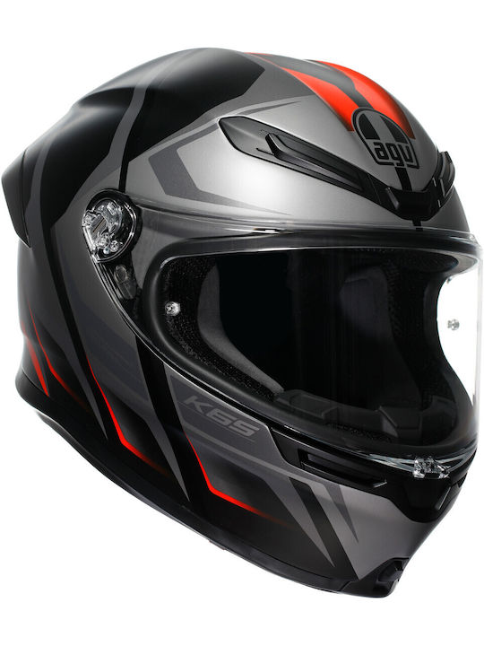 AGV K6 S Karve Mat Black/Grey/Red Κράνος Μηχανή...