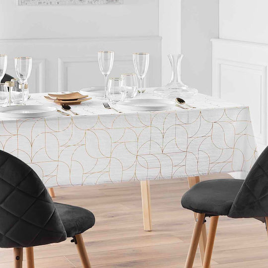 Tablecloth Stain Resistant L-c Louxor White/gold 140x240cm